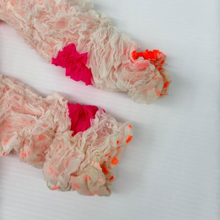 ISSEY MIYAKE イッセイミヤケ カットソー リバーシブル タグ無し 夏物 ミセス レディース 白/オレンジ