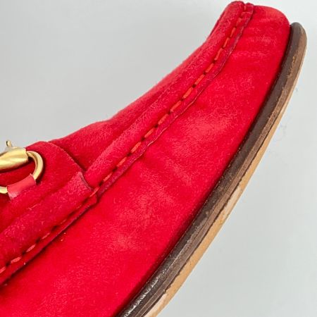 GUCCI グッチ ホースビットローファー スエード ゴールド金具 6B レッド