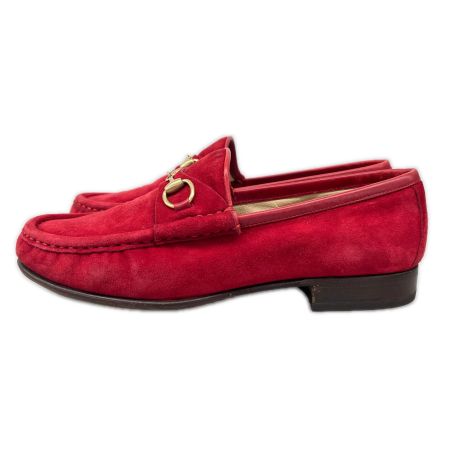 GUCCI グッチ ホースビットローファー スエード ゴールド金具 6B レッド