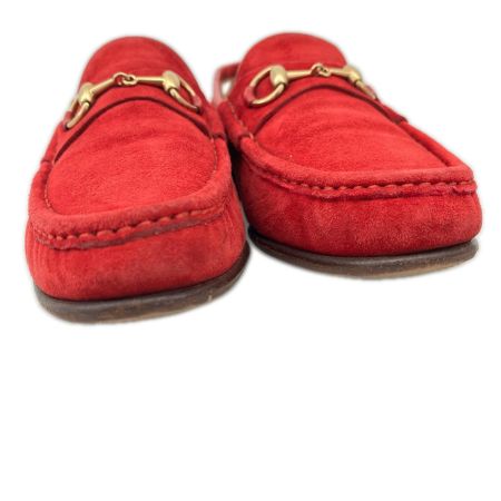 GUCCI グッチ ホースビットローファー スエード ゴールド金具 6B レッド