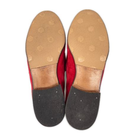 GUCCI グッチ ホースビットローファー スエード ゴールド金具 6B レッド