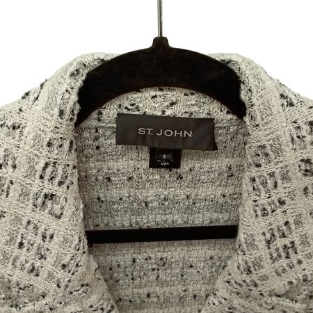 STJOHN ツイード　ジャケット K616201 オフホワイト x シルバー x ブラック