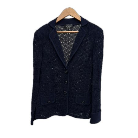 Leilian レリアン カーディガン SIZE 44 コットン92％ VITTORIO ミセス レディース ネイビー