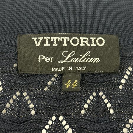 Leilian レリアン カーディガン SIZE 44 コットン92％ VITTORIO ミセス レディース ネイビー