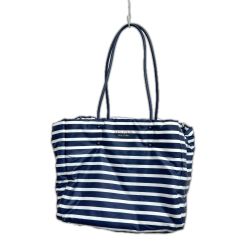 Kate Spade ケイトスペード トートバッグ ボーダー柄 ナイロン ネイビー×ホワイト Aランク