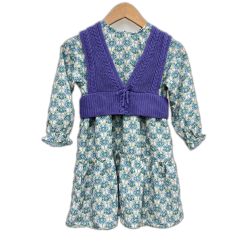 ANNASUI mini アナスイミニ ワンピース キッズ 花柄 ベストセット 120cm 秋冬物 未使用品 グリーン×パープル Sランク