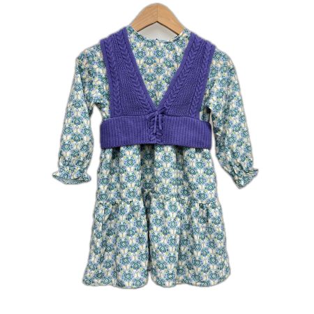 ANNASUI mini アナスイミニ ワンピース キッズ 花柄 ベストセット 120cm 秋冬物 未使用品 グリーン×パープル