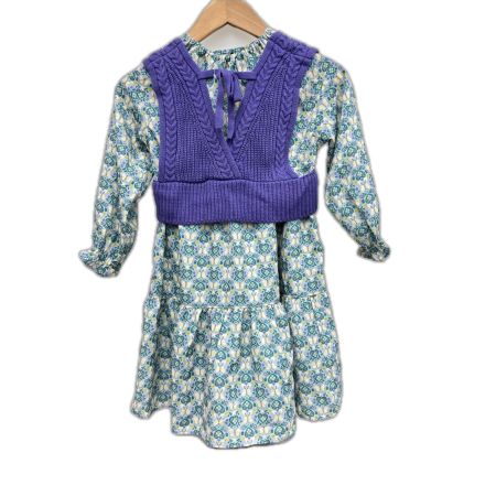 ANNASUI mini アナスイミニ ワンピース キッズ 花柄 ベストセット 120cm 秋冬物 未使用品 グリーン×パープル