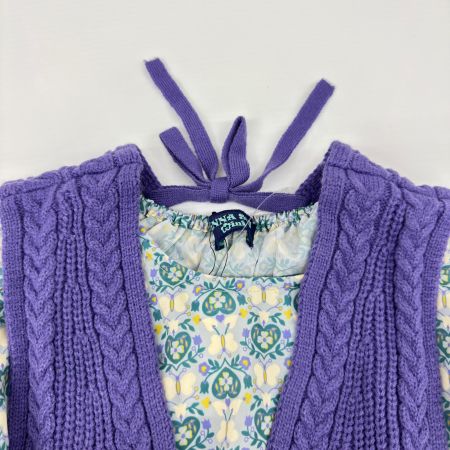 ANNASUI mini アナスイミニ ワンピース キッズ 花柄 ベストセット 120cm 秋冬物 未使用品 グリーン×パープル