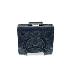CHANEL シャネル 2つ折り財布 カンボンライン ココマーク キズ・ヨゴレ有  ブラック Bランク