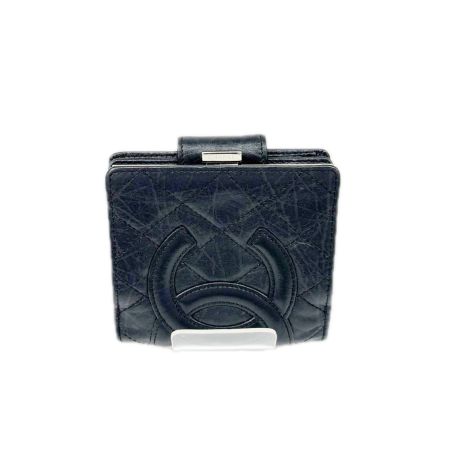 CHANEL シャネル 2つ折り財布 カンボンライン ココマーク キズ・ヨゴレ有  ブラック