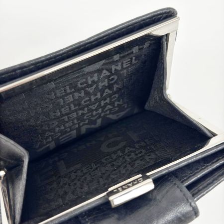 CHANEL シャネル 2つ折り財布 カンボンライン ココマーク キズ・ヨゴレ有  ブラック