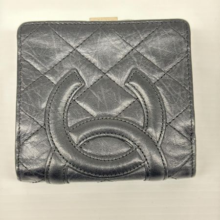 CHANEL シャネル 2つ折り財布 カンボンライン ココマーク キズ・ヨゴレ有  ブラック