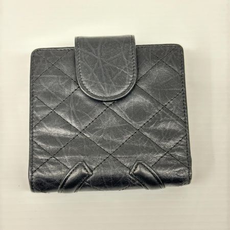 CHANEL シャネル 2つ折り財布 カンボンライン ココマーク キズ・ヨゴレ有  ブラック