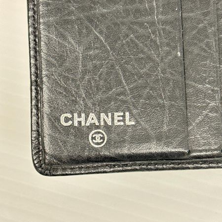 CHANEL シャネル 2つ折り財布 カンボンライン ココマーク キズ・ヨゴレ有  ブラック