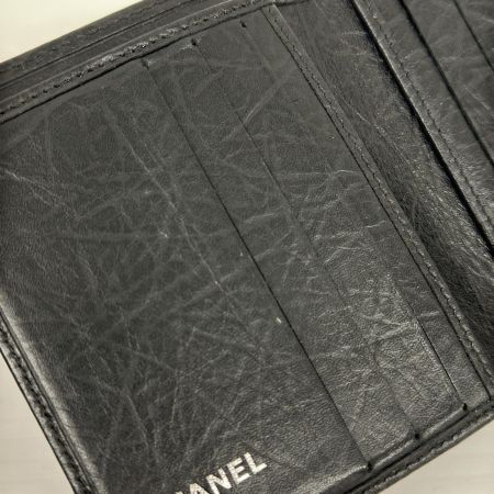 CHANEL シャネル 2つ折り財布 カンボンライン ココマーク キズ・ヨゴレ有  ブラック