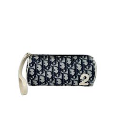 Christian Dior クリスチャンディオール ポーチ  トロッター 総柄 変色・ベタつき有 No.2 ネイビー2 Bランク