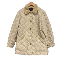 COACH コーチ コート Mサイズ 無地 中コーチ柄 ボタン金 ポケット斜め レディース ベージュ Bランク