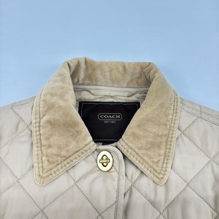COACH コーチ コート Mサイズ 無地 中コーチ柄 ボタン金 ポケット斜め レディース ベージュ