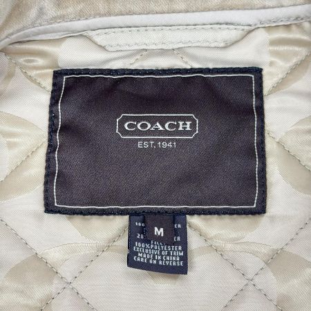 COACH コーチ コート Mサイズ 無地 中コーチ柄 ボタン金 ポケット斜め レディース ベージュ