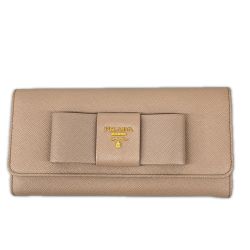 PRADA プラダ 長財布 ダメージ有り ベージュ Cランク