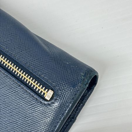 PRADA プラダ 長財布 使用感・角スレ有 箱付 ブルー