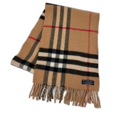 BURBERRY LONDON バーバリーロンドン マフラー チェック カシミア ウール  ベージュ Bランク