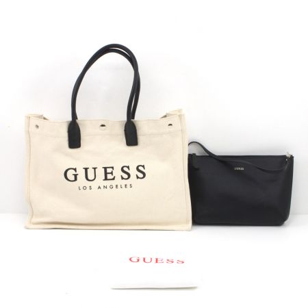 【中古】 GUESS ゲス トートバッグ 黒バッグ セット アイボリー B