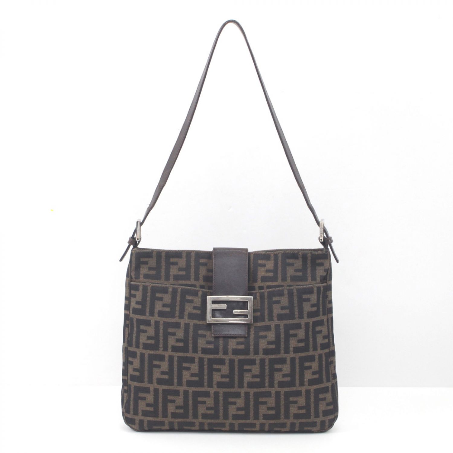 中古】
 FENDI フェンディ ズッカ ハンドバッグ ブラウン Dランク