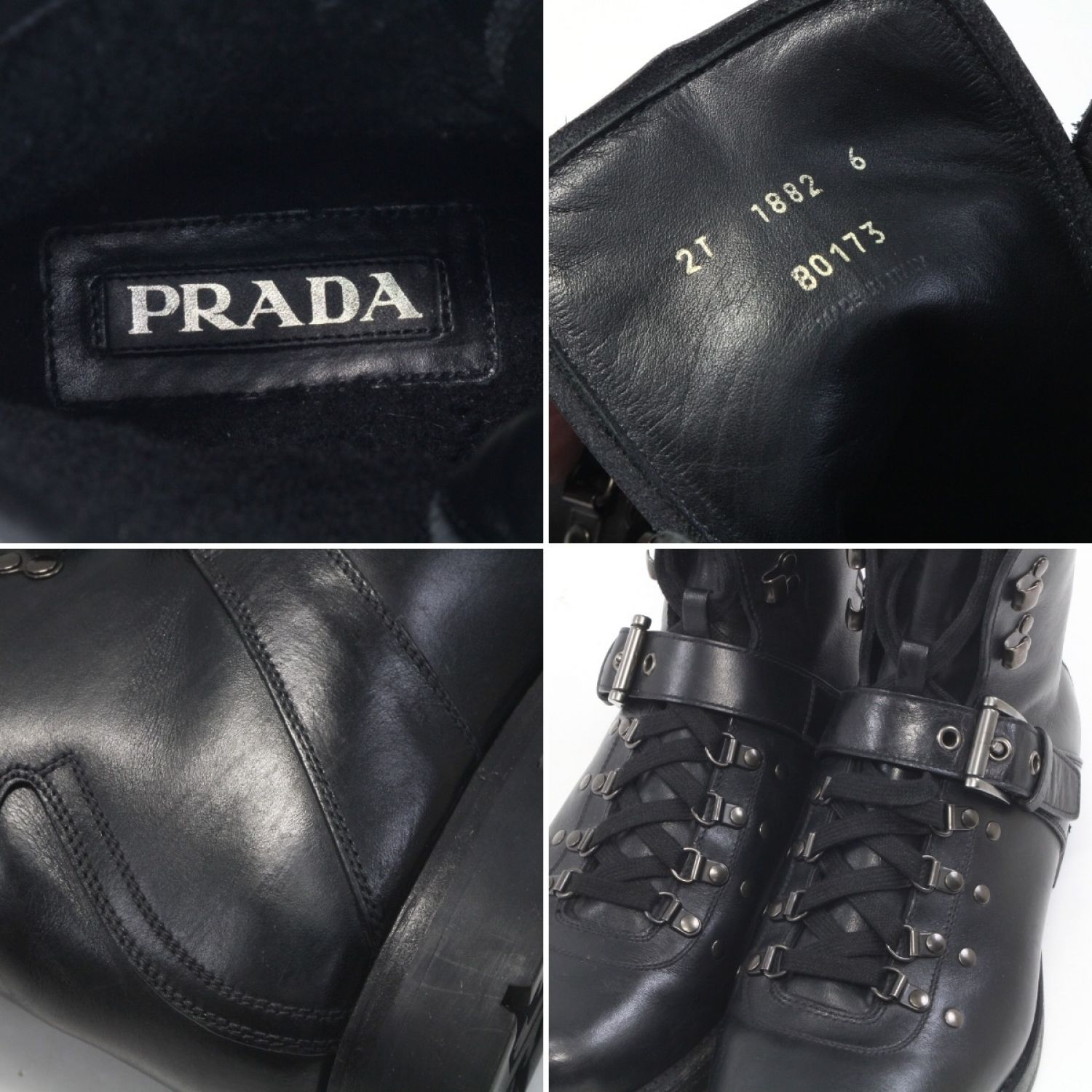 中古】 PRADA プラダ ブーツ 2T 1882 6 B0173 ブラック Cランク｜総合