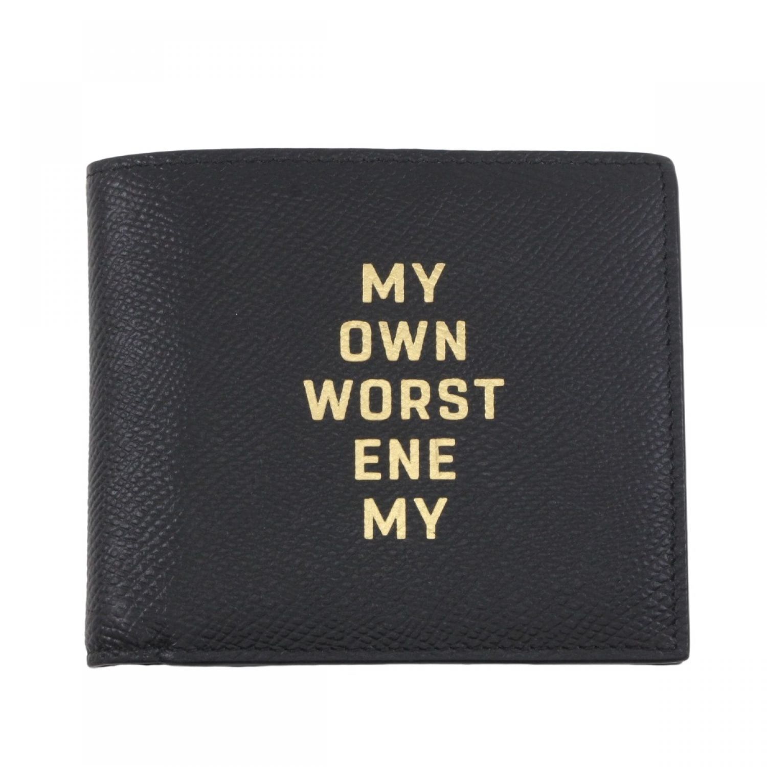 中古】 CELINE セリーヌ 2つ折り財布 MY OWN WORST ENEMY ブラック C