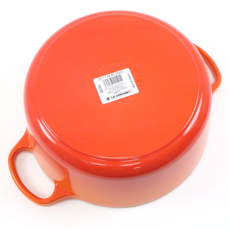 Le Creuset ココット・ロンド 24cm ブラックツマミ オレンジ - 調理器具