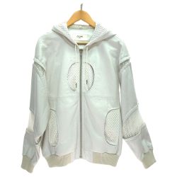 $$ CELINE セリーヌ メンズ  ブルゾン SIZE 46 羊革 メッシュインサート付きシースルーレザージャケット 2EB30577H ホワイト Aランク