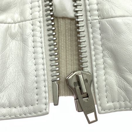  CELINE セリーヌ メンズ  ブルゾン SIZE 46 羊革 メッシュインサート付きシースルーレザージャケット 2EB30577H ホワイト
