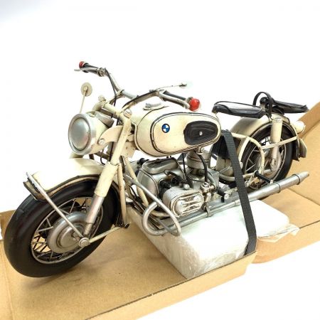   メタル ブリキ玩具 BMWバイク オートバイ ミリタリー 白 ホワイト アイボリー 