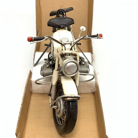   メタル ブリキ玩具 BMWバイク オートバイ ミリタリー 白 ホワイト アイボリー 