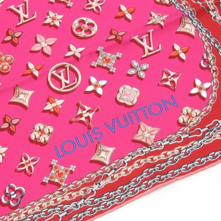  LOUIS VUITTON ルイヴィトン シルクスカーフ ジュエリー柄  箱無 SIZE  M71465/I50198 ショッキングピンク