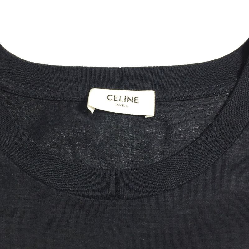 中古】 CELINE セリーヌ チェッカースタッズロゴ メンズ半袖Tシャツ