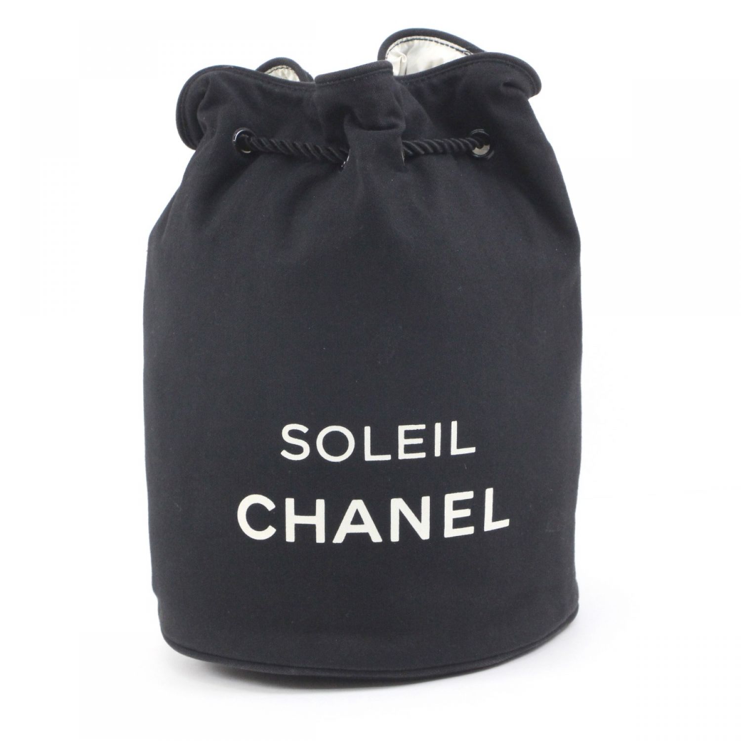 中古】 CHANEL シャネル プールバッグ SOLEIL ブラック Bランク