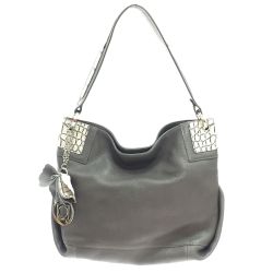 $$ BEAUGRAND ショルダーバッグ レザー JRAタグ付 グレー Bランク