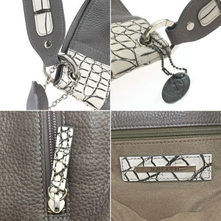  BEAUGRAND ショルダーバッグ レザー JRAタグ付 グレー