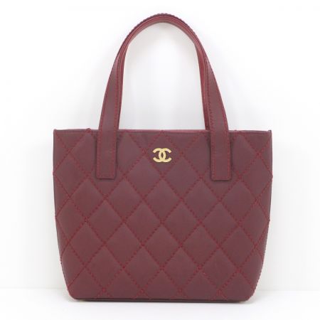  CHANEL シャネル ワイルドステッチ トートバッグ レッド