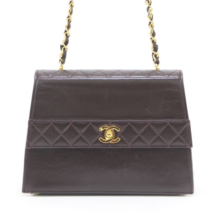 CHANEL シャネル マトラッセ ショルダーバッグ レザー ダークブラウン