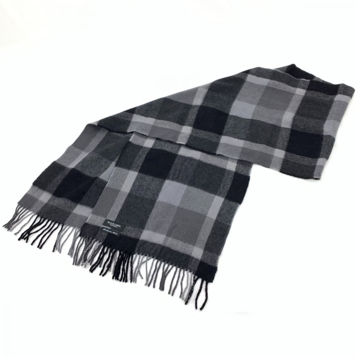 BURBERRY BLACK LABEL バーバリーブラックレーベル カシミア100％ ブラック×グレー リバーシブル マフラー ｜中古｜なんでもリサイクルビッグバン