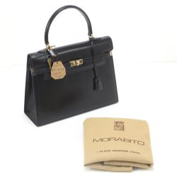 $$ MORABITO レディース ハンドバッグ レザー パドロック＆キー付 ブラック Bランク