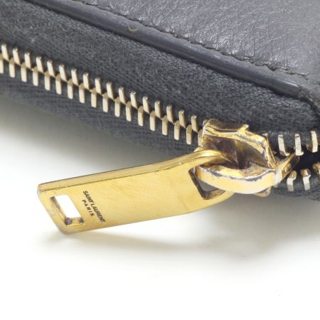  Yves Saint Laurent イブサンローラン ラウンドジップ長財布 グレー