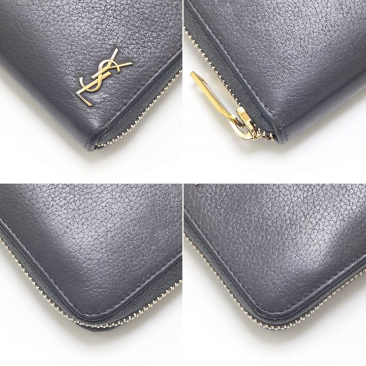 Yves Saint Laurent イブサンローラン ラウンドジップ長財布 グレー｜中古｜なんでもリサイクルビッグバン