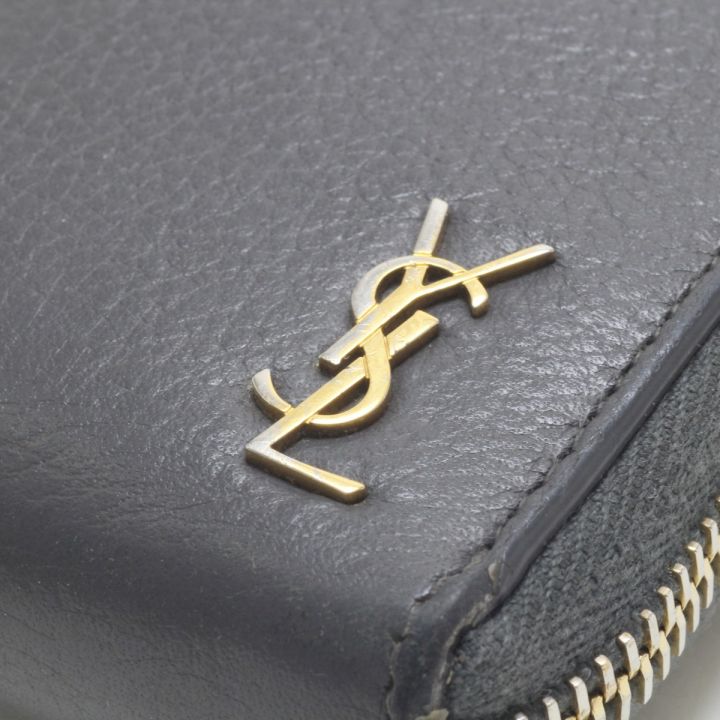 Yves Saint Laurent イブサンローラン ラウンドジップ長財布 グレー｜中古｜なんでもリサイクルビッグバン