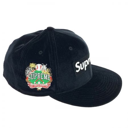  Supreme シュプリーム メンズ 帽子 キャップ Velour Box Logo NEWERA 22AW SIZE 7 5/8 60.6cm ブラック×グリーン