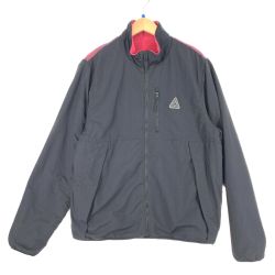 $$ HUF メンズ フリースジャケット  SIZE L CRISIS REVERSIBLE JACKET ブラック×ピンク Bランク